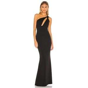 Katie May x REVOLVE Edgy Asymmetrical Gown in Black